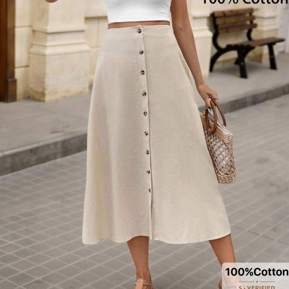 NEW: SHEIN  Beige Button-Down Skirt